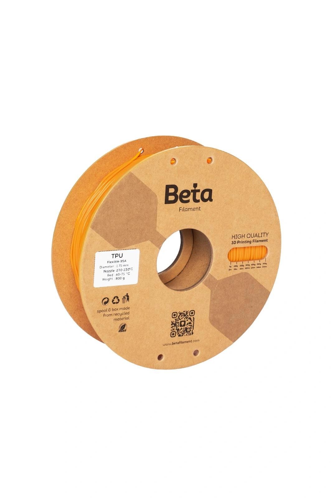 Beta TPU 95A Filament Şeffaf Mandalina Turuncusu - 1.75mm