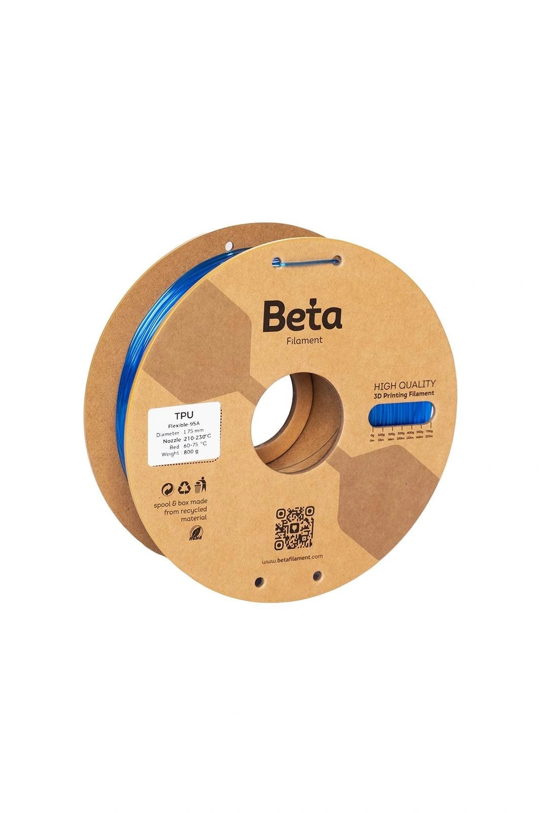 Beta TPU 95A Filament Derin Mavi - 1.75mm