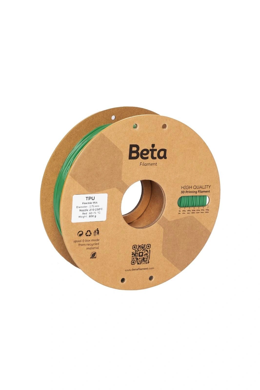 Beta TPU 95A Filament Bambu Yeşil - 1.75mm