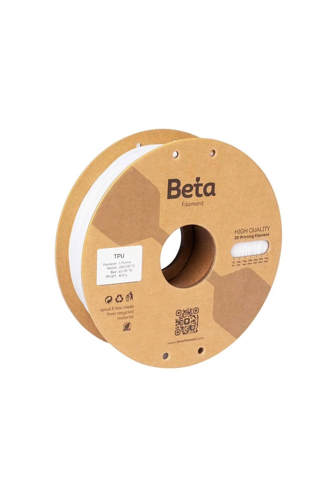 Beta TPU 95A Filament Beyaz - 1.75mm
