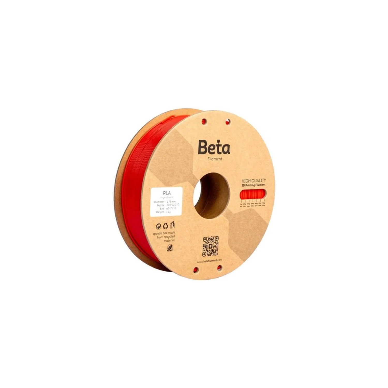 BETA Koyu Kırmızı PLA High-Speed Filament - 1.75mm - 1 Kg
