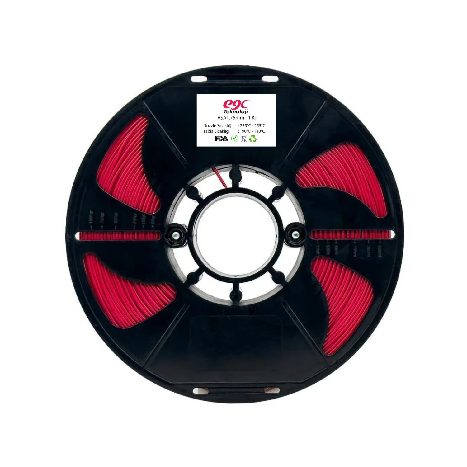 EGC Kırmızı ASA Filament - 1 Kg - 1.75mm